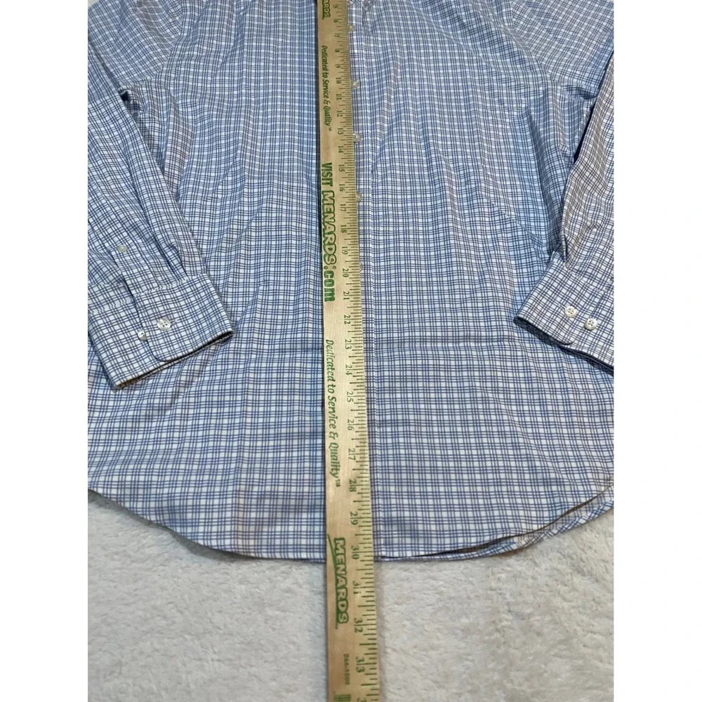 Twillory Mens 16.5 34/35 Tailored Fit Non-Iron Safe Cotton Blue Check Shirt